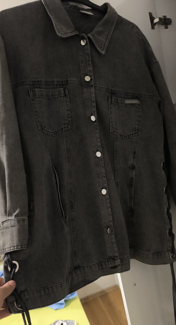 Gri Kadın Denim Midi Ceket - Görsel 4