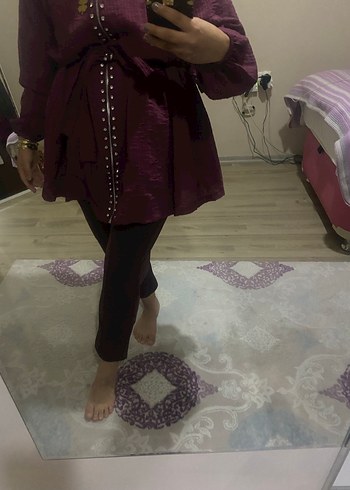 l Beden bordo Renk Taşlı kap kuşaklı