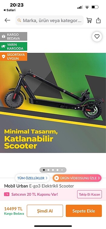 Urban elektrkli scooter