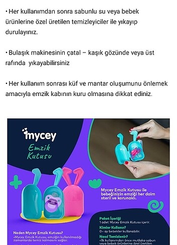  Beden MYCEY BABY SIFIR EMZİK KUTUSU