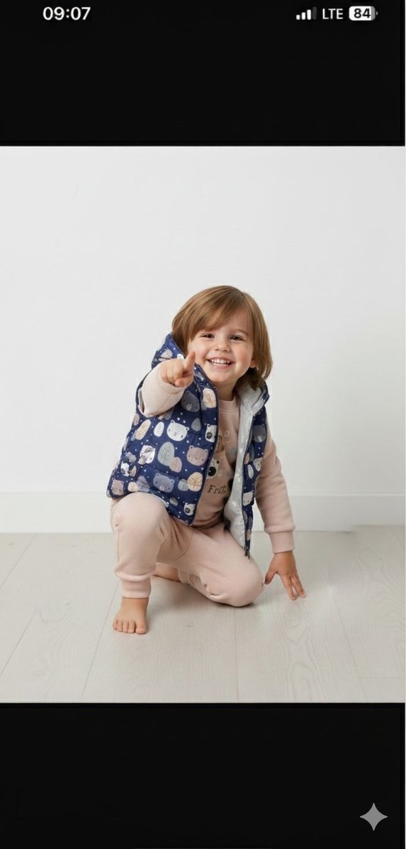 Kız Çocuk Gri Kapüşonlu Yelekli takım - Görsel 2