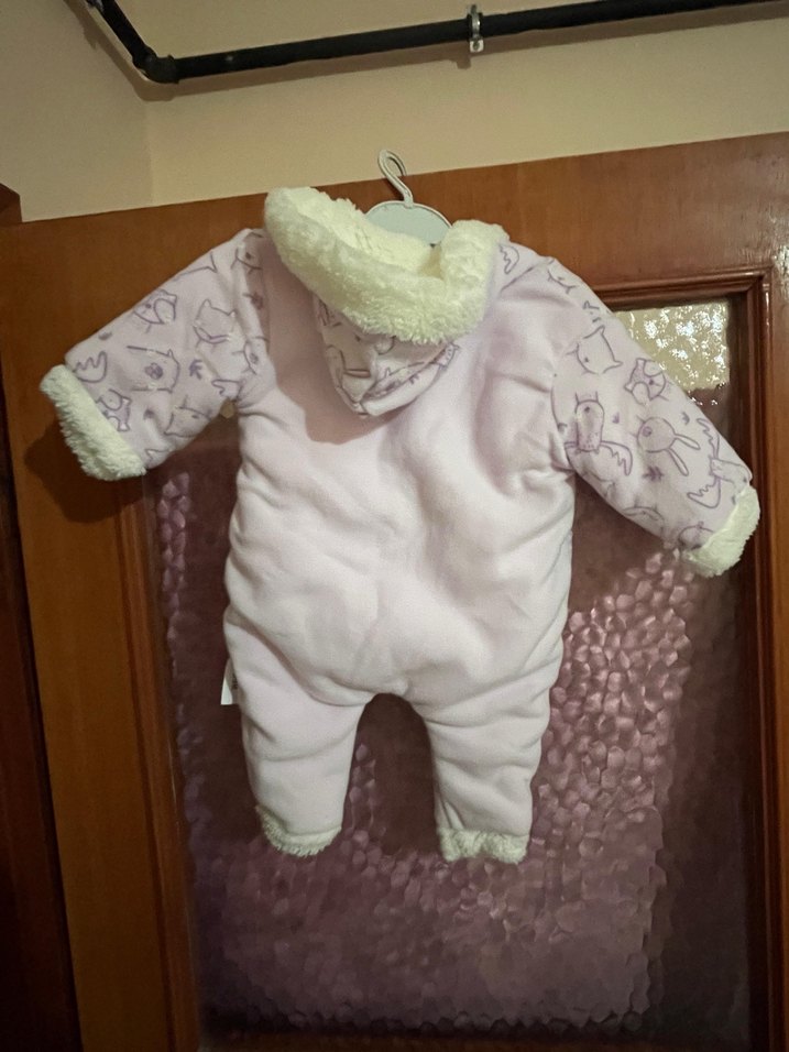 Kürklü Pembe Bebek Tulumu - Görsel 2