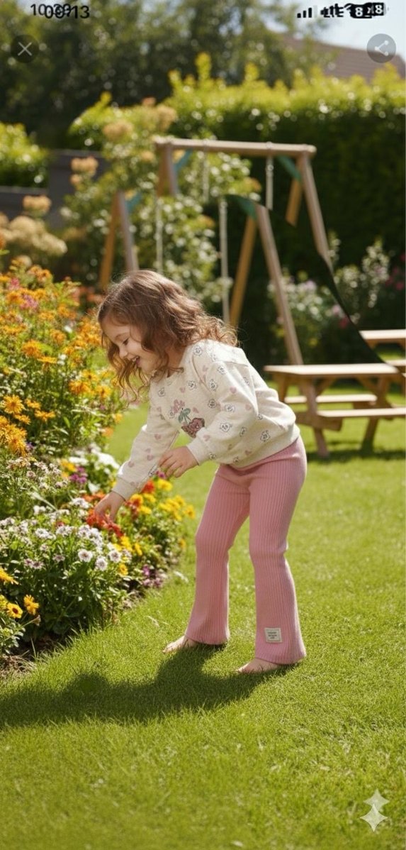 Dantel Detaylı Pembe Kız Sweatshirt takım - Görsel 2