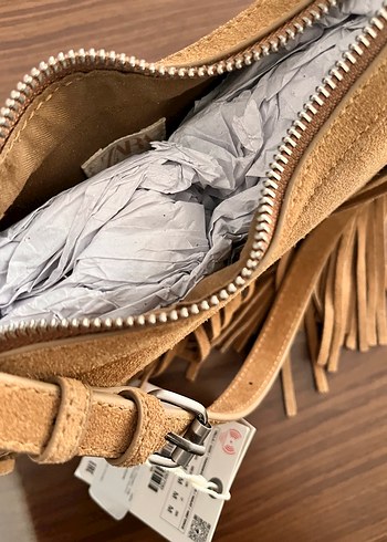 Zara Süet Püsküllü Kadın Çanta - Görsel 4