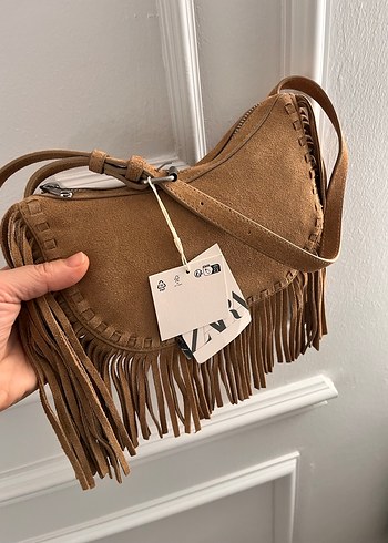 Zara Süet Püsküllü Kadın Çanta - Görsel 3