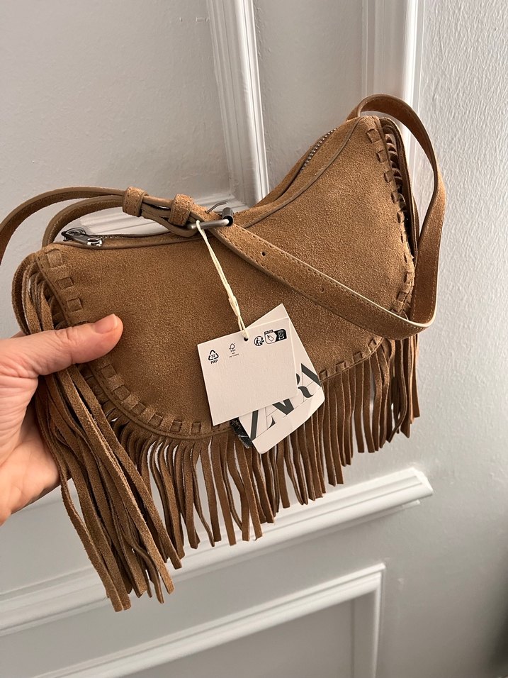 Zara Süet Püsküllü Kadın Çanta - Görsel 3