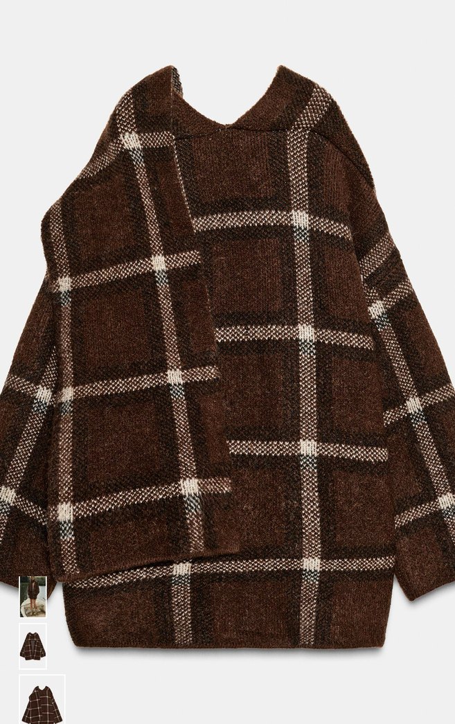 Zara Kareli Atkılı Kısa Örgü Kaban L-XL - Görsel 3