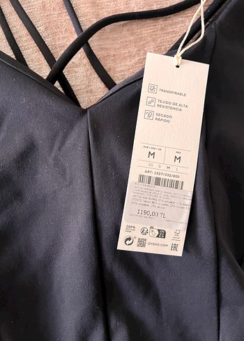 m Beden Oysho Comfortlux Askılı Siyah Uzun Tulum M Beden