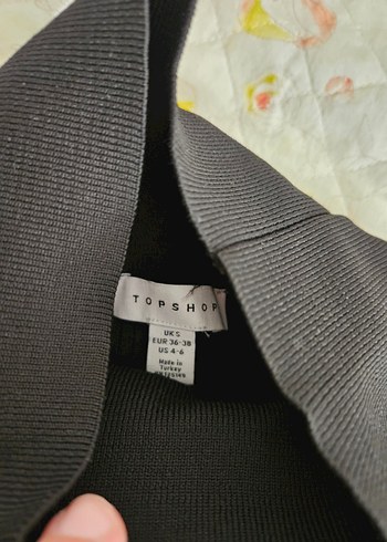 Topshop Kadın Siyah Balıkçı Yaka Pilili Triko