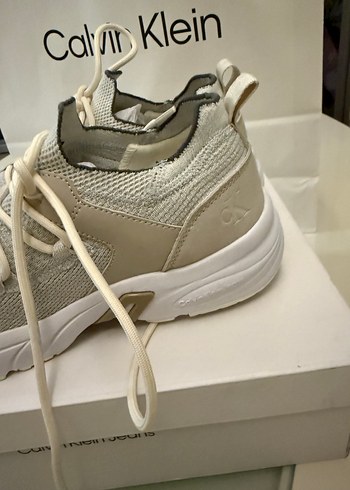 Bej Calvin Klein Bağcıklı Spor Ayakkabı - Görsel 5