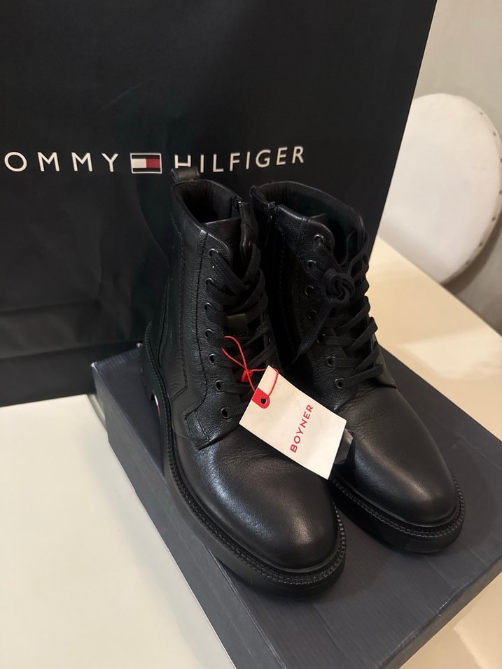 Tommy Hilfiger Erkek Siyah Deri Bot - Görsel 2