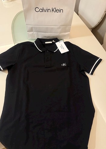 Calvin Klein Siyah Polo Yaka Tişört - Görsel 3
