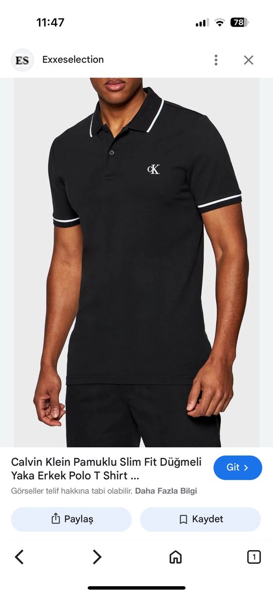 Calvin Klein Siyah Polo Yaka Tişört - Görsel 2