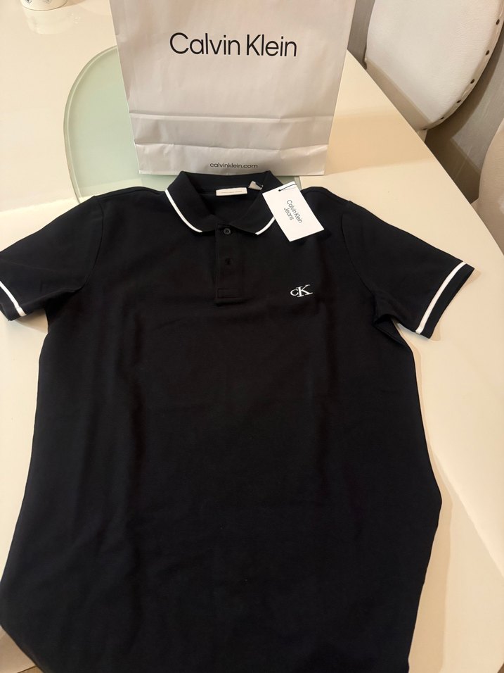 Calvin Klein Siyah Polo Yaka Tişört - Görsel 3