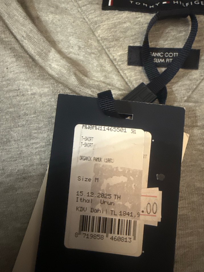 Tommy Hilfiger Gri Erkek Tişört - Görsel 5