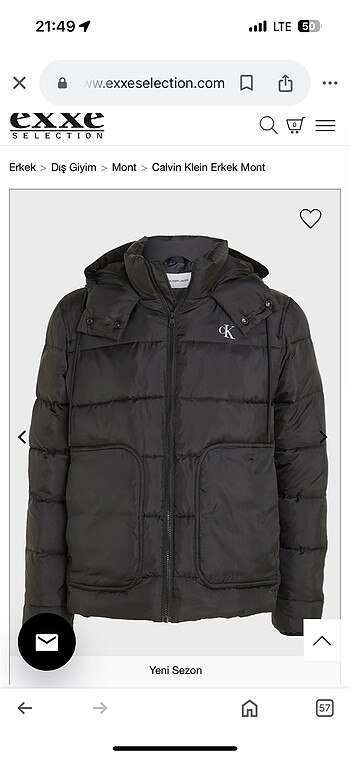 Calvin Klein orijinal erkek mont