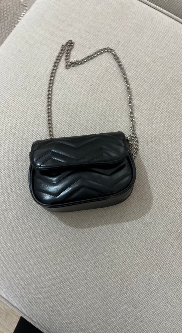 Zincir Detaylı Siyah Deri Kadın Çanta - Görsel 3