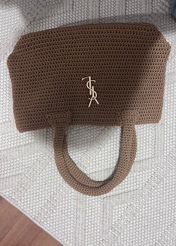 Siyah Beyaz Örgü Kadın Çanta - Görsel 6