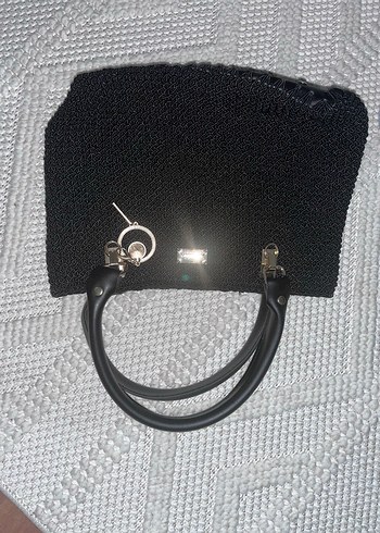 Siyah Beyaz Örgü Kadın Çanta - Görsel 11