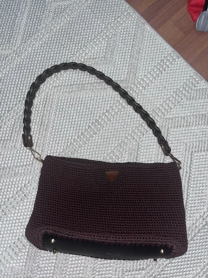 Siyah Beyaz Örgü Kadın Çanta - Görsel 4