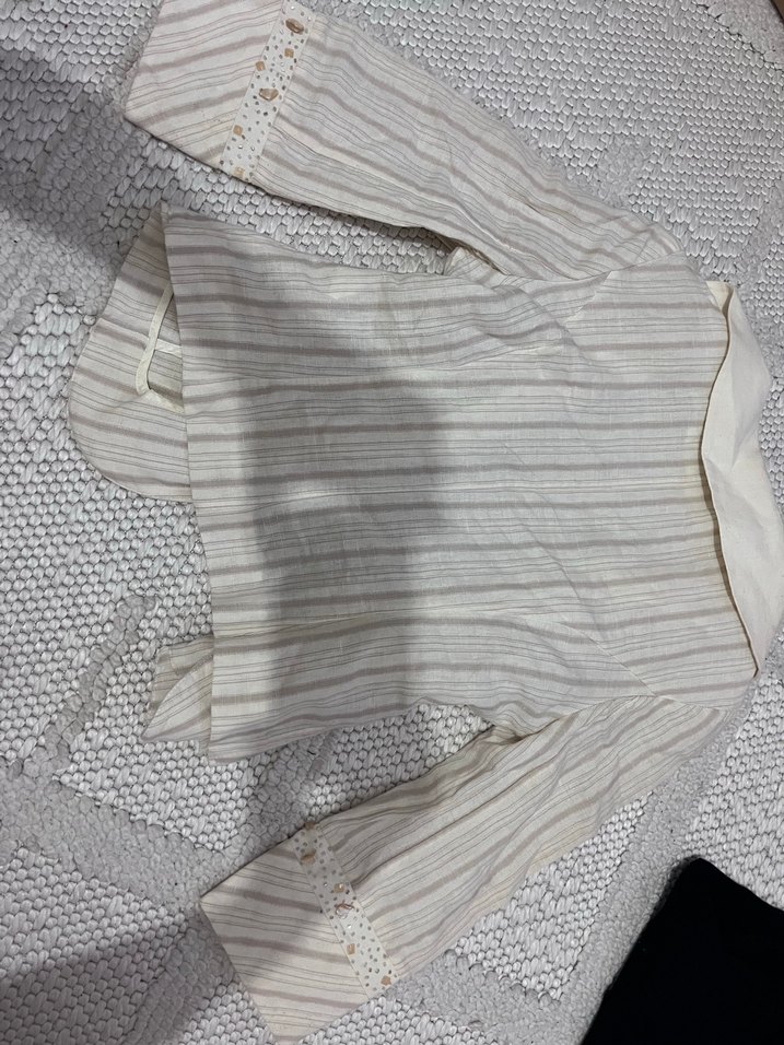 Gri çizgili beyaz kadın günlük elbise - Görsel 3