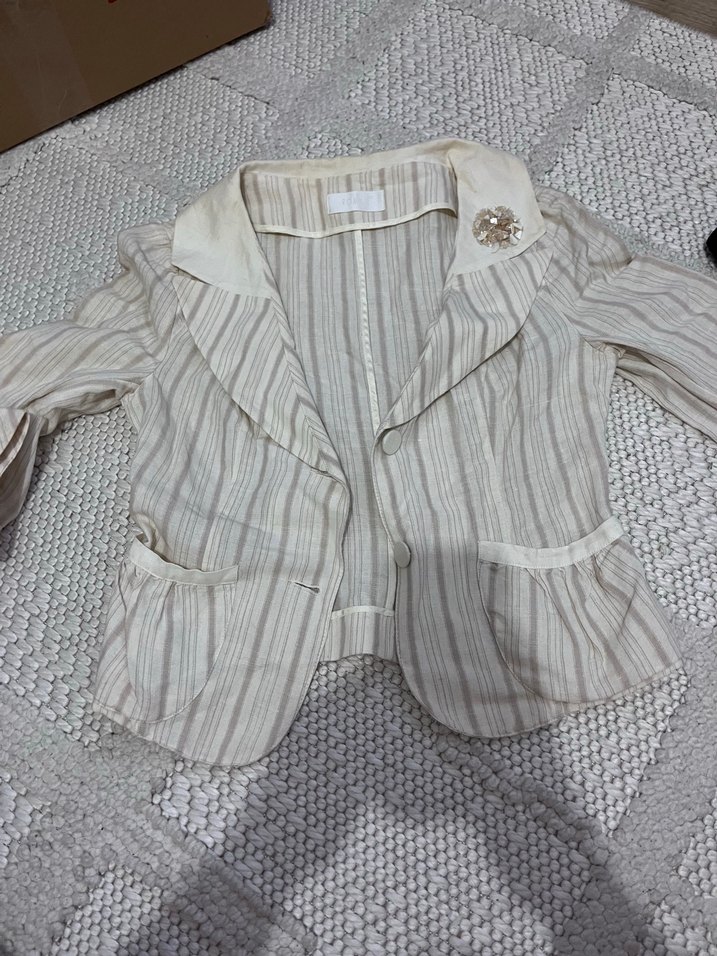 Gri çizgili beyaz kadın günlük elbise - Görsel 4