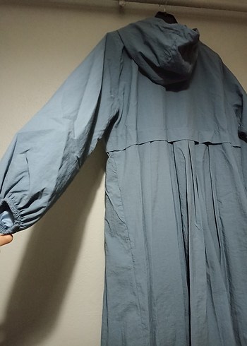 Kadın Gri Uzun Fermuarlı Yağmurluk - Görsel 5