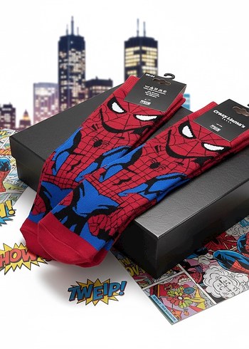 Örümcek Adam Desenli Renkli Erkek Çorap - Görsel 2