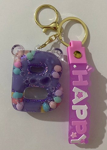 Mor Boncuklu Anahtarlık  Çanta charm - Görsel 2
