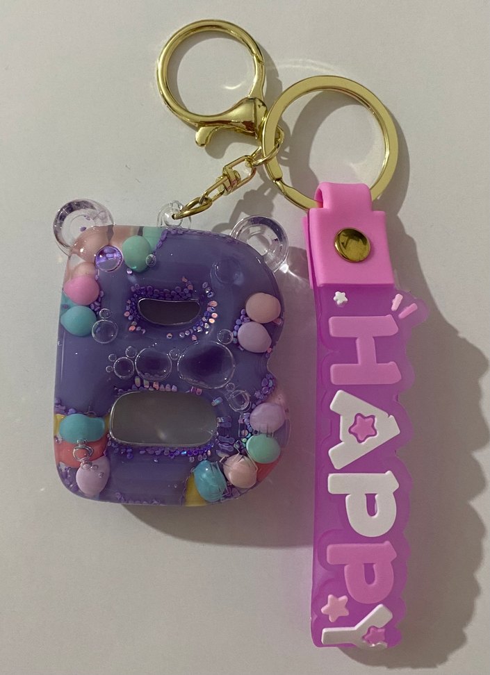 Mor Boncuklu Anahtarlık  Çanta charm - Görsel 2