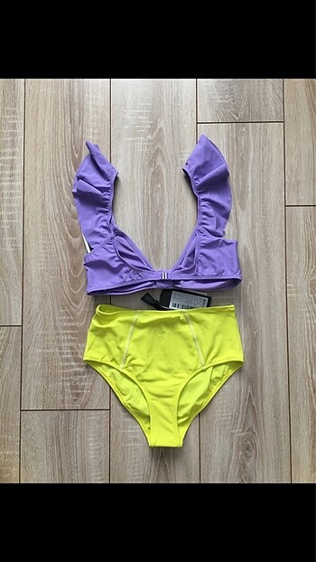 m Beden mor Renk Yüksek bel bikini takım