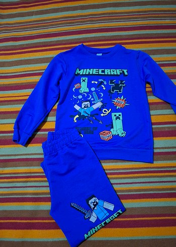 Diğer Mavi Minecraft Baskılı Erkek Eşofman Takımı