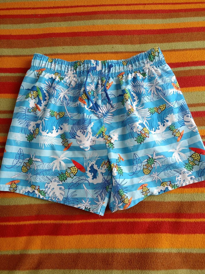 Renkli Mavi Erkek Çocuk Mayo Şortu 9/10 yaş - Görsel 2