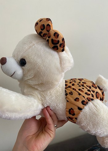 Leopar Desenli Bej Peluş Ayıcık Oyuncak - Görsel 3