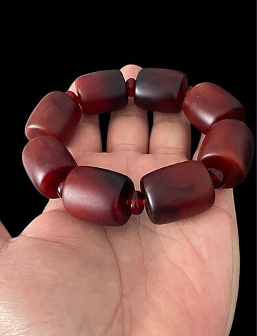 Beden bordo Renk Unisex Eski Malzeme Sıkma Kehribar Bileklik 25,5x22,5mm