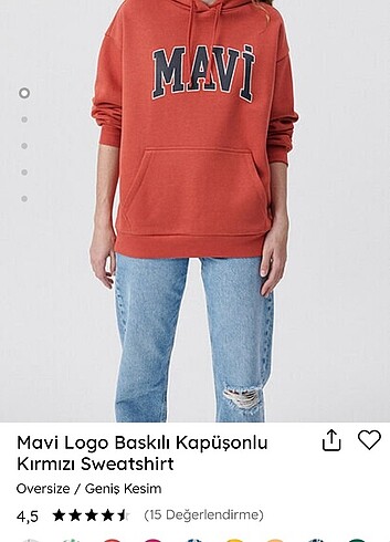 Mavi logo baskılı kapüşonlu sweatshirt 