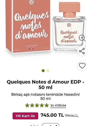 Yves Rocher marka Quelques notes d'amour parfüm