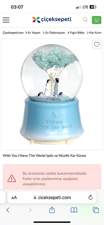 Işıklı müzikli kar küresi büyük boy