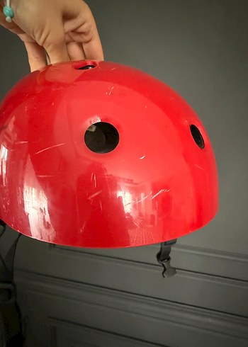 Kırmızı Biker Motosiklet Kaskı Velcro Bantlı - Görsel 5