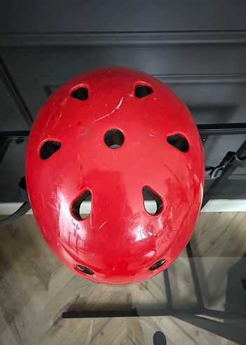 Kırmızı Biker Motosiklet Kaskı Velcro Bantlı - Görsel 4