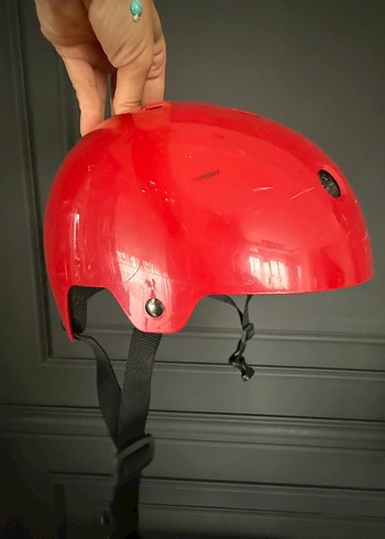 Kırmızı Biker Motosiklet Kaskı Velcro Bantlı - Görsel 3