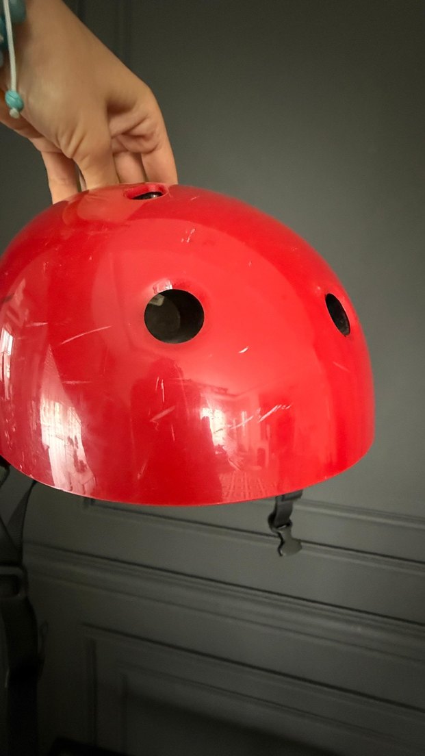 Kırmızı Biker Motosiklet Kaskı Velcro Bantlı - Görsel 5