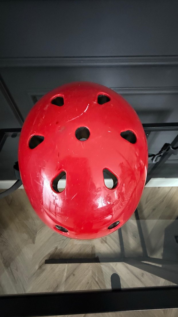 Kırmızı Biker Motosiklet Kaskı Velcro Bantlı - Görsel 4