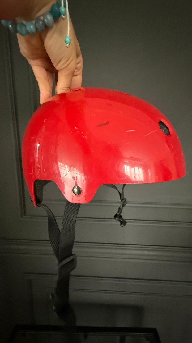 Kırmızı Biker Motosiklet Kaskı Velcro Bantlı - Görsel 3