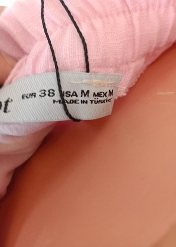 Düğmeli Pembe Keten Yüksek Bel Mini Şort - Görsel 3