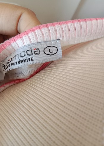 Pembe Çizgili V Yaka Kadın Atlet - Görsel 3