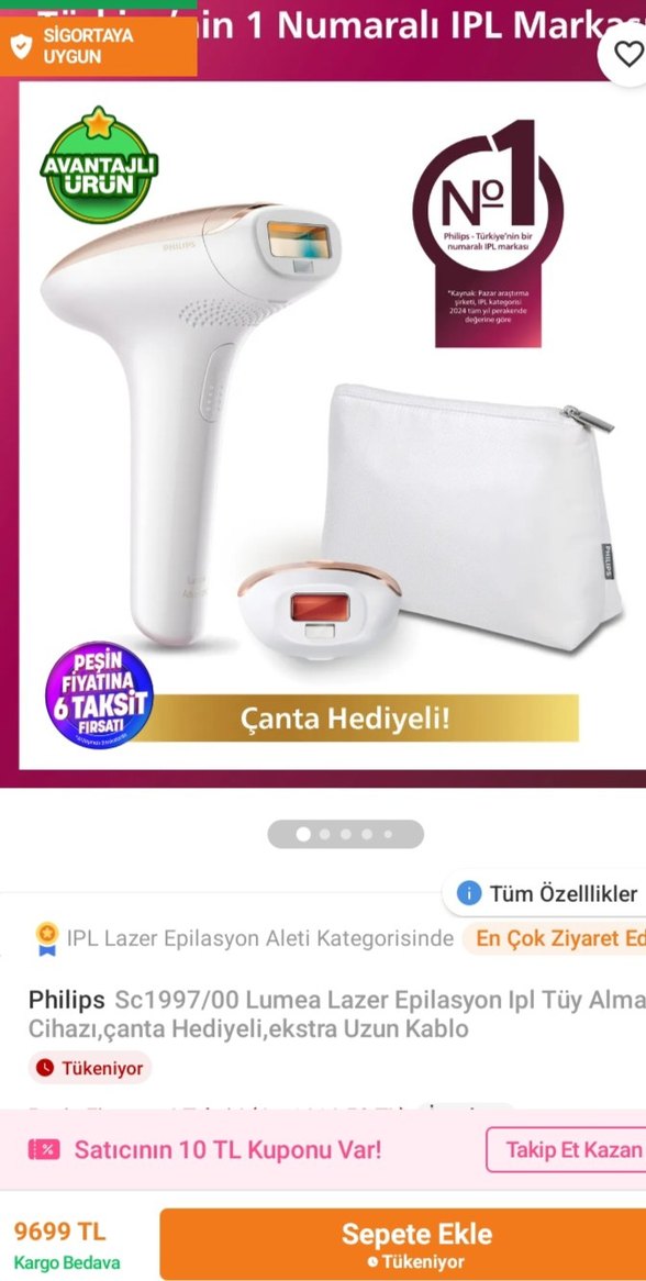 Philips Beyaz Lazer Epilasyon Cihazı sv1997 - Görsel 2