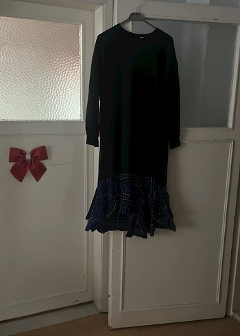 Siyah Uzun Kollu Salaş Goth Elbise - Görsel 2