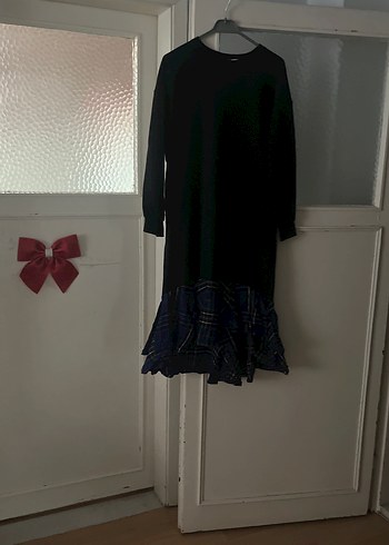 Siyah Uzun Kollu Salaş Goth Elbise - Görsel 3