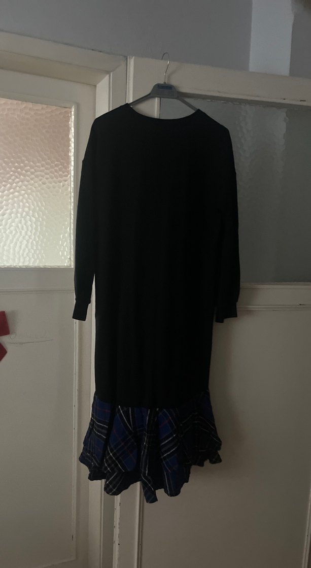 Siyah Uzun Kollu Salaş Goth Elbise - Görsel 5